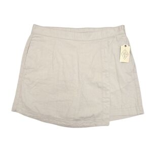 NWT St John's Bay Linen Wrap Skort Beige Gray Moonbeam Casual Size 16 Above Knee